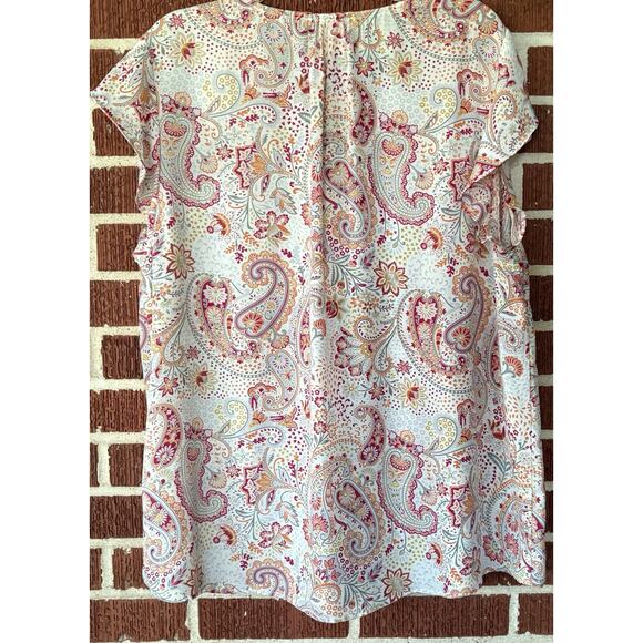 Cynthia Rowley Paisley Print V-Neck Blouse with Flutter Sleeves Size 1X - Picture 2 of 4